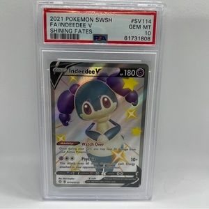 Indeedee V SV114/SV122 PSA 10 GEM MIN- Shining Fates Full Art- Pokémon Card 2021